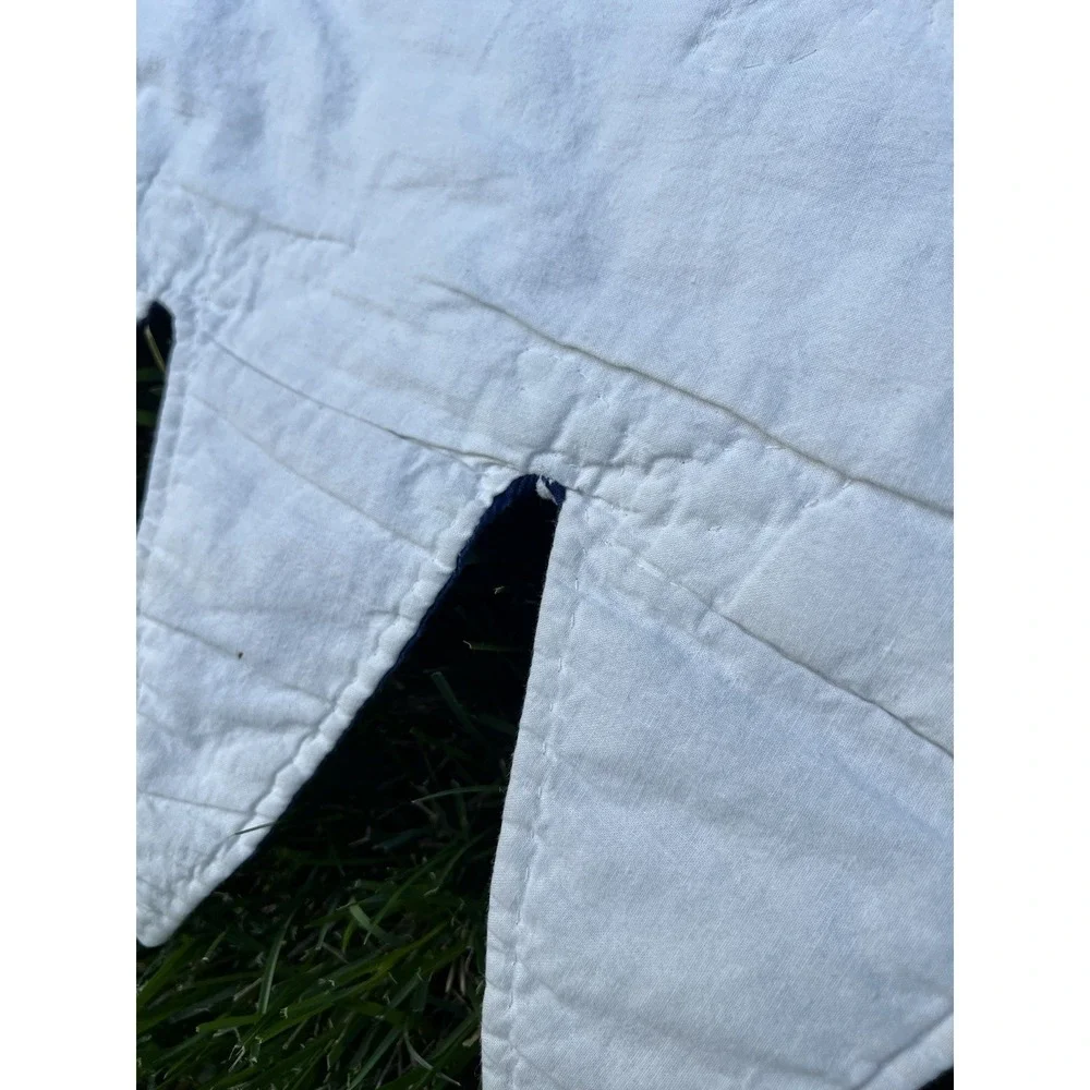 Vintage Feed Sack Blue And White Eight Point Star Pattern Quilt 81